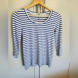 J Crew- Women's striped zip back 3/4 sleeve